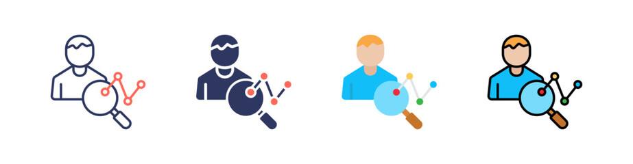 Market Research Multi Style Icon Set Vector 