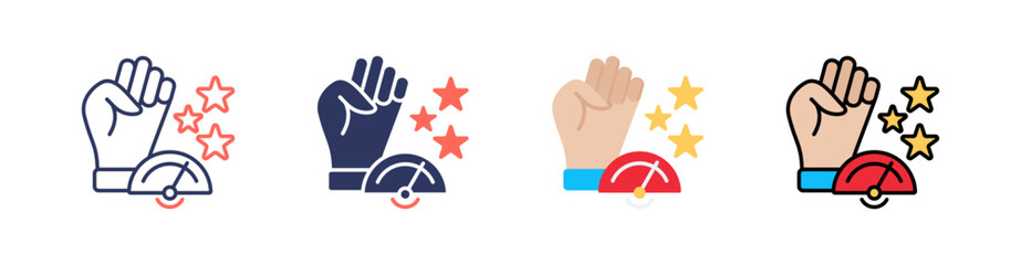 Over Confidence Multi Style Icon Set Vector 