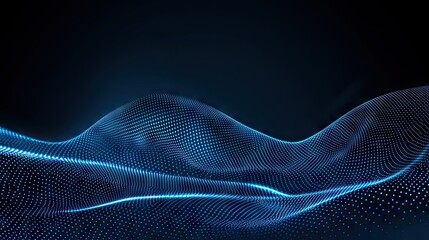 Abstract digital wave pattern of glowing points on a dark background.