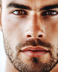 Obraz premium Close-up of a business man smiling, a handsome business tough guy