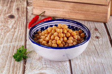 Boiled chickpea beans in the bowl