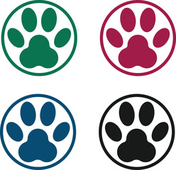 dog paw print set colorful vector
