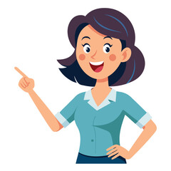 Happy stylist young woman pointing at copy space
