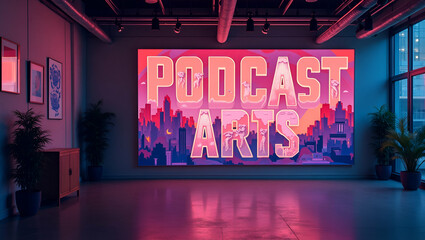 Explore Refined Podcast Art: Creative Digital Illustrations, Bold Typography & Artistic Imagery for Compelling Brand Narratives in Photo Stock Concept