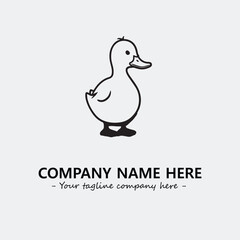 Duck illustration black and white for logo company vector image