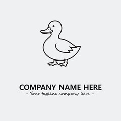 Duck illustration black and white for logo company vector image