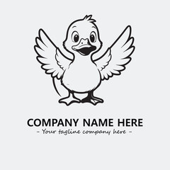 Duck illustration black and white for logo company vector image