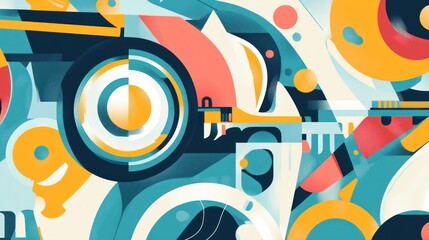 Fototapeta premium Abstract geometric art with vibrant colors and shapes.