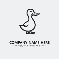 Duck illustration black and white for logo company vector image