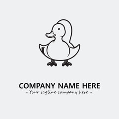 Duck illustration black and white for logo company vector image