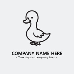 Duck illustration black and white for logo company vector image