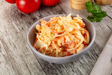 Vegan Coleslaw salad with cabbage and carrot