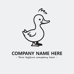 Duck illustration black and white for logo company vector image