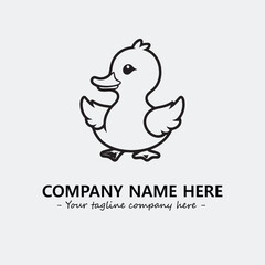 Duck illustration black and white for logo company vector image