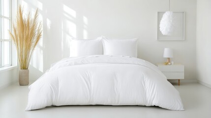 Modern white bedroom with minimalist decor