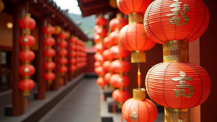 Naklejka premium Elevate Your Cultural Ambiance: Exquisite Vesak Festival Decorations Merging Intricate Designs with Modern Art for Premium Stock Imagery - Perfect for Photo Stock Concepts with Left-Side Space