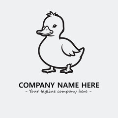 Duck illustration black and white for logo company vector image