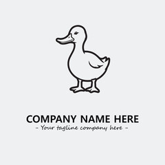 Duck illustration black and white for logo company vector image