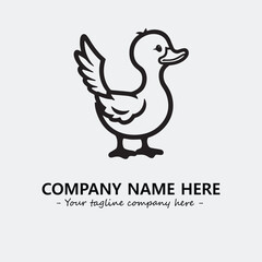 Duck illustration black and white for logo company vector image