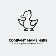 Duck illustration black and white for logo company vector image