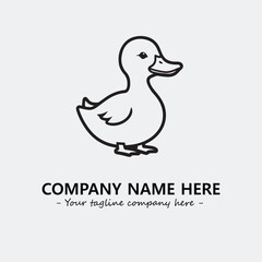 Duck illustration black and white for logo company vector image