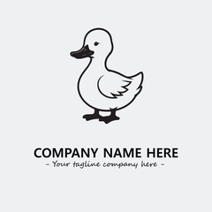 Duck illustration black and white for logo company vector image