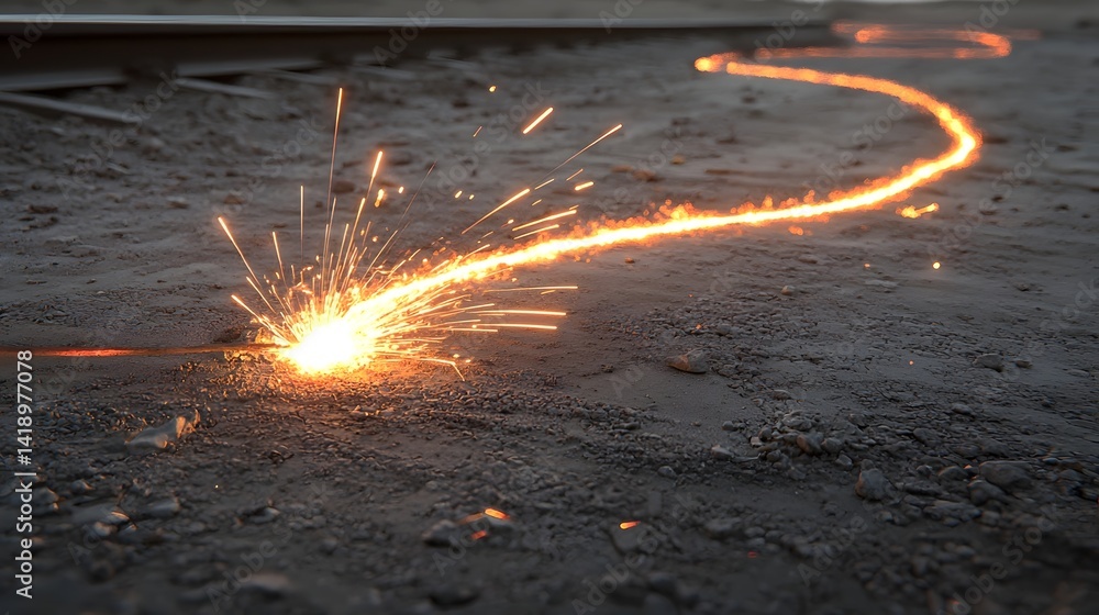 Poster mesmerizing long exposure image of welding sparks creating dynamic and ethereal light trails showcas