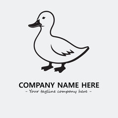 Duck illustration black and white for logo company vector image