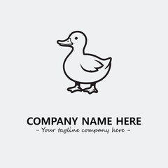 Duck illustration black and white for logo company vector image
