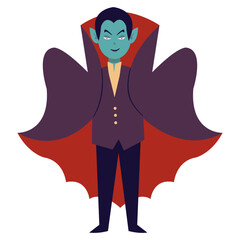 Halloween Vampire Illustration. Flat Vector Character.