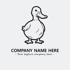 Duck illustration black and white for logo company vector image
