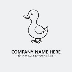 Duck illustration black and white for logo company vector image