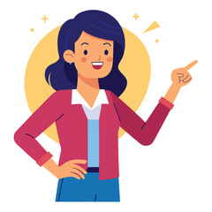 Happy stylist young woman pointing at copy space
