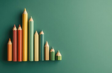 Obraz premium Colorful Pencils Illustrate Growth Against a Green Background
