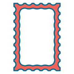 Vertical Line Decorative Scalloped Frame Cartoon Postage Stamp Blank Template Copy Space Vector Illustration Isolated on White Background