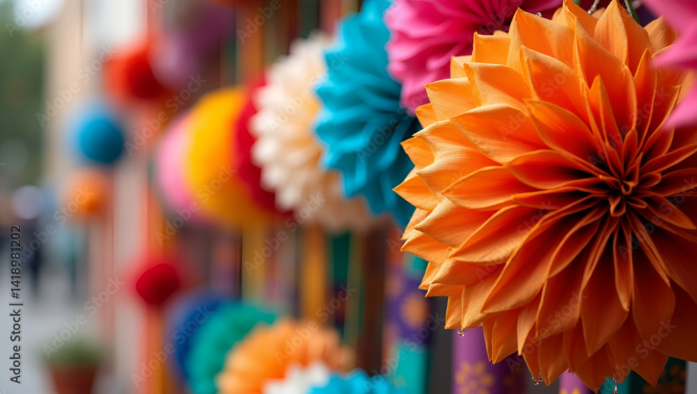 Poster produce dynamic colorful decorations visuals displaying intricate design elements festive color pale