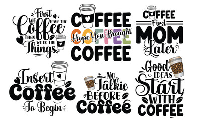 Coffee Typography T-Shirt Design Bundle