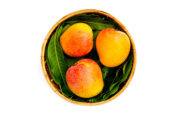 Mango on white background. Tropical fruit