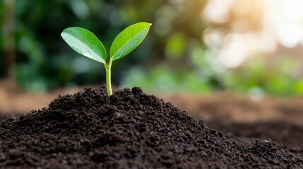 New sprout emerging from the earth
