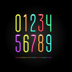 Neon long condensed numbers, tall narrow numerals