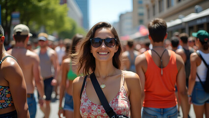 Capture authentic Pride Month celebration photography documenting dynamic street events diverse cultural expressions and vibrant communal gatherings with exceptional visual clarity and impact. in  Pho