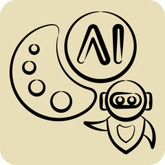 Obraz premium Icon AI Drawing. related to Artificial Intelligence symbol. hand drawn style