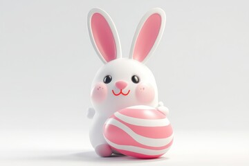 Easter bunny and egg combination, neatly isolated against white backdrop.