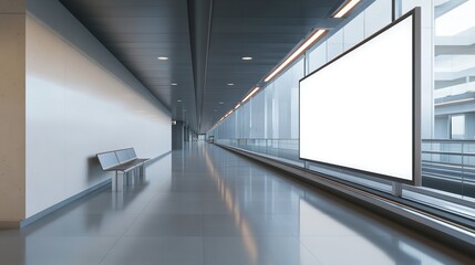 Airport interior mockup blank billboard advertising terminal travel hallway advertisement design