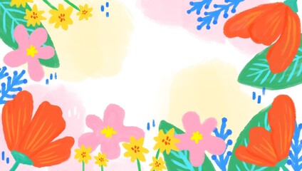 Colorful Pastel Flower Frame Background