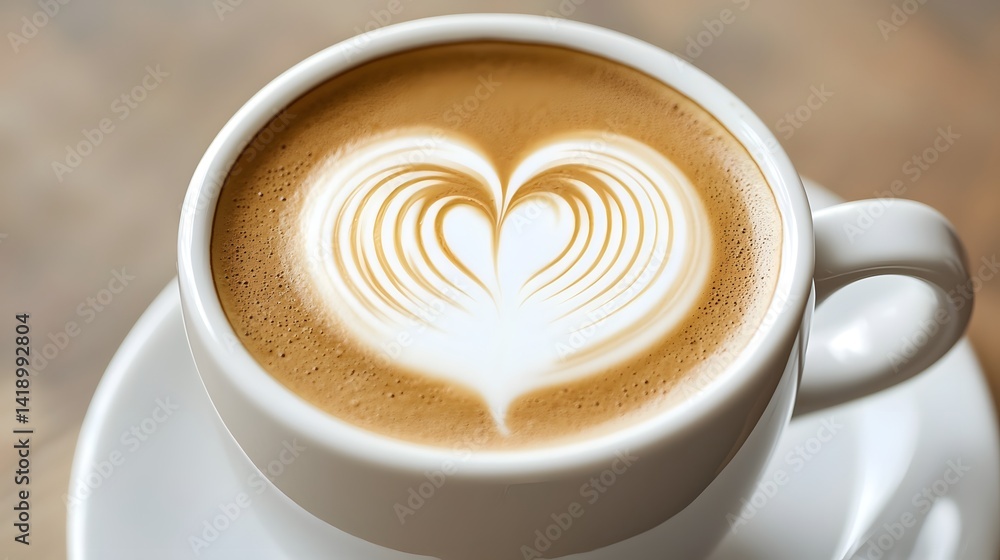 Aufkleber shot showcasing the captivating symmetrical heart design created by the cascading of steamed milk in