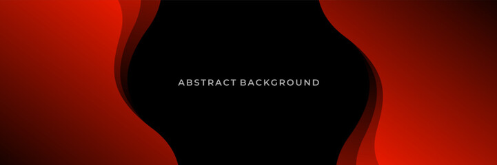 Red and Black Abstract Wave Background with Center Text Space