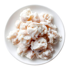 A plate of food with a white background