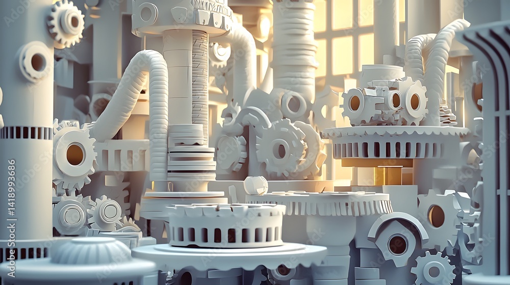 Aufkleber futuristic and conceptual paper manufacturing process featuring advanced industrial equipment automa