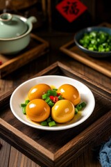 Tempting Amber Eggs% A The Pearl of the Orient on the Dining Table